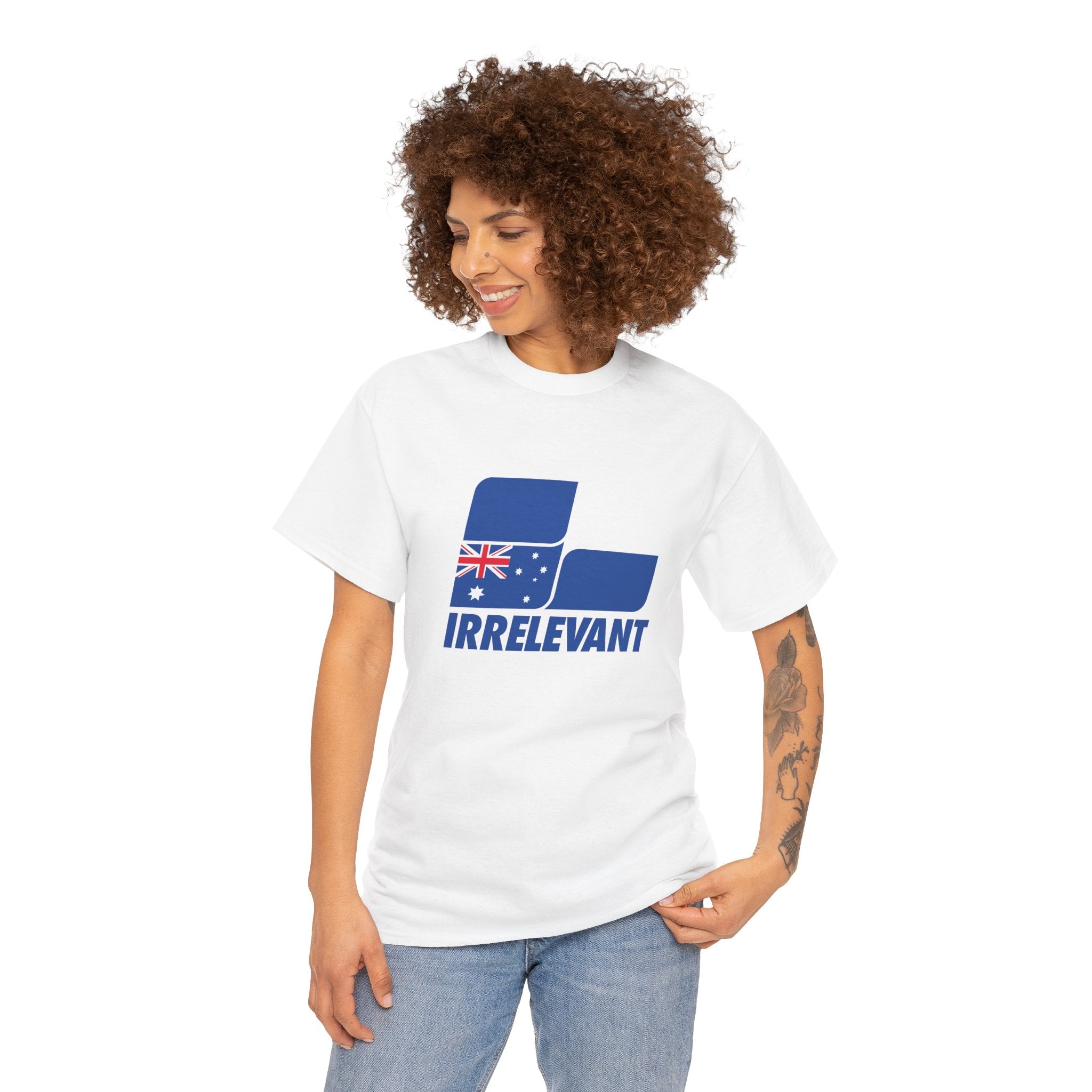 'Irrelevant' Unisex Heavy Cotton Tee  Australia Design